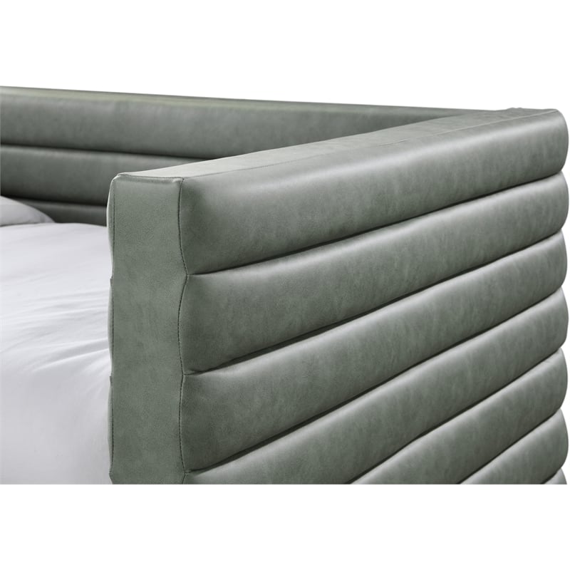 Pemberly Row Contemporary Soft Green Vegan Leather Twin Daybed