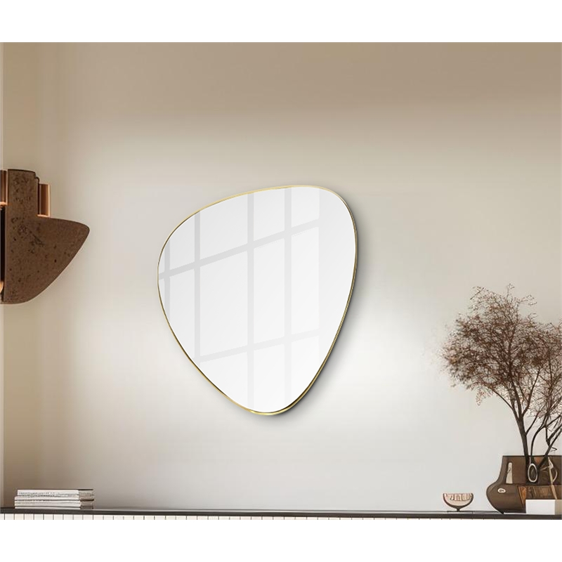 Pemberly Row Contemporary Brushed Gold Iron Metal Frame Mirror