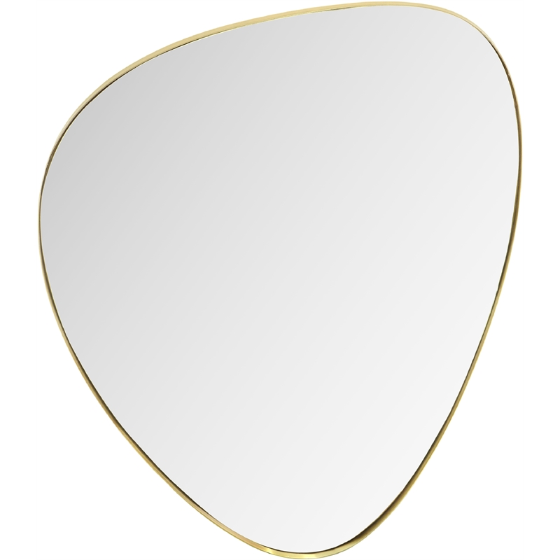 Pemberly Row Contemporary Brushed Gold Iron Metal Frame Mirror