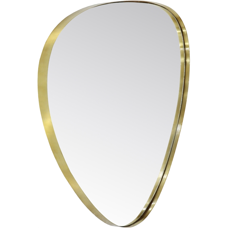 Pemberly Row Contemporary Brushed Gold Iron Metal Frame Mirror