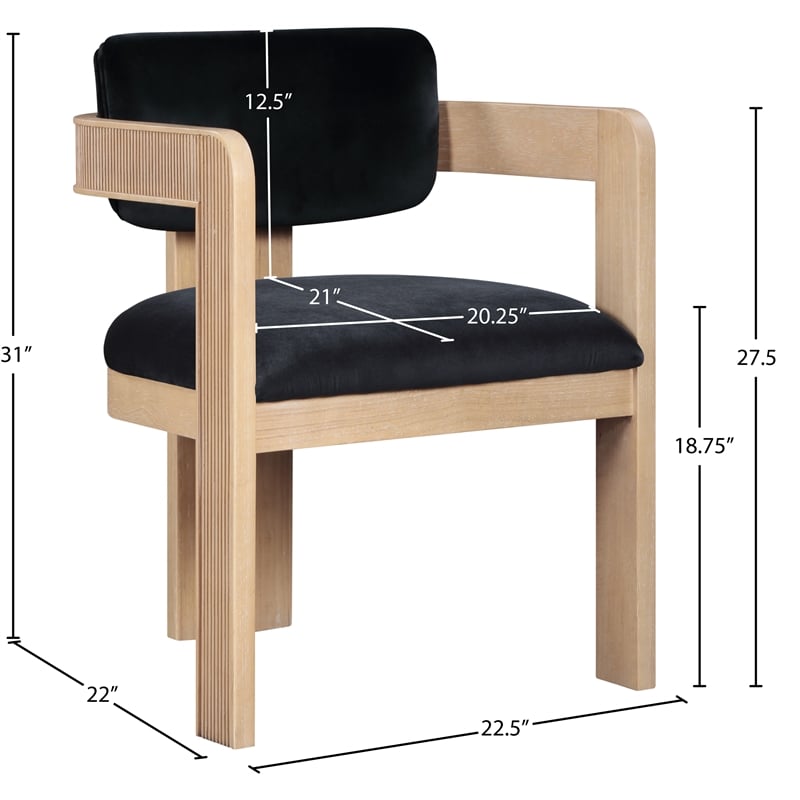 Pemberly Row Contemporary Black Velvet Dining Chair (Set of 2)