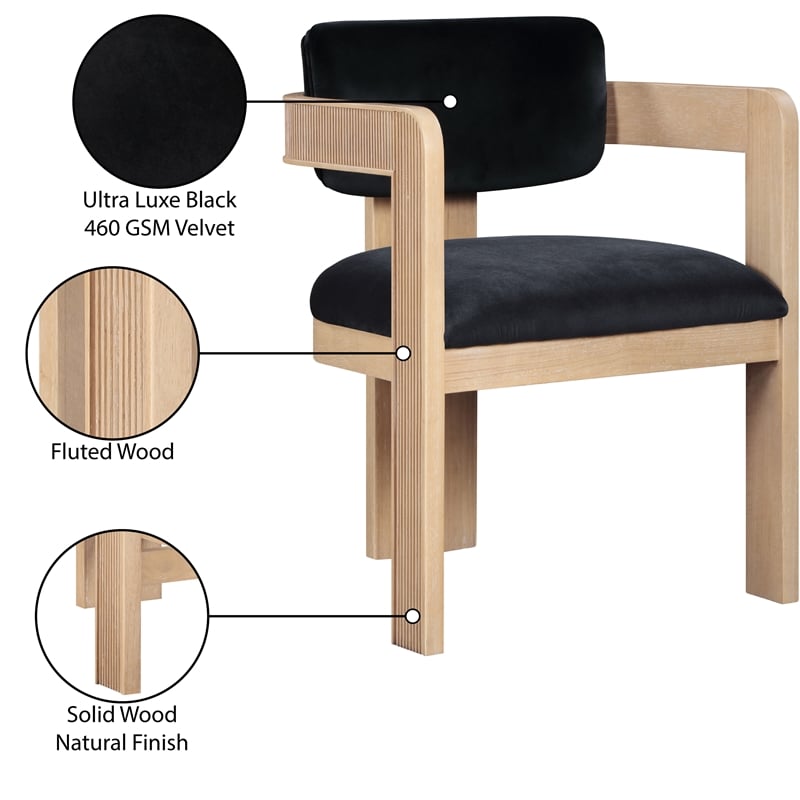 Pemberly Row Contemporary Black Velvet Dining Chair (Set of 2)