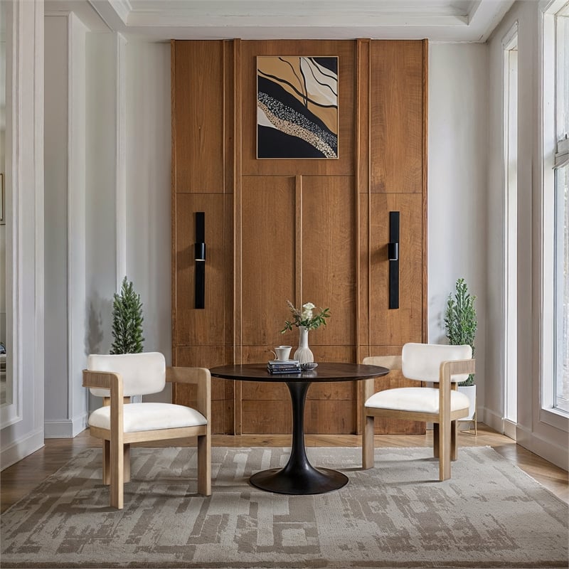 Pemberly Row Contemporary Cream Velvet Dining Chair (Set of 2)