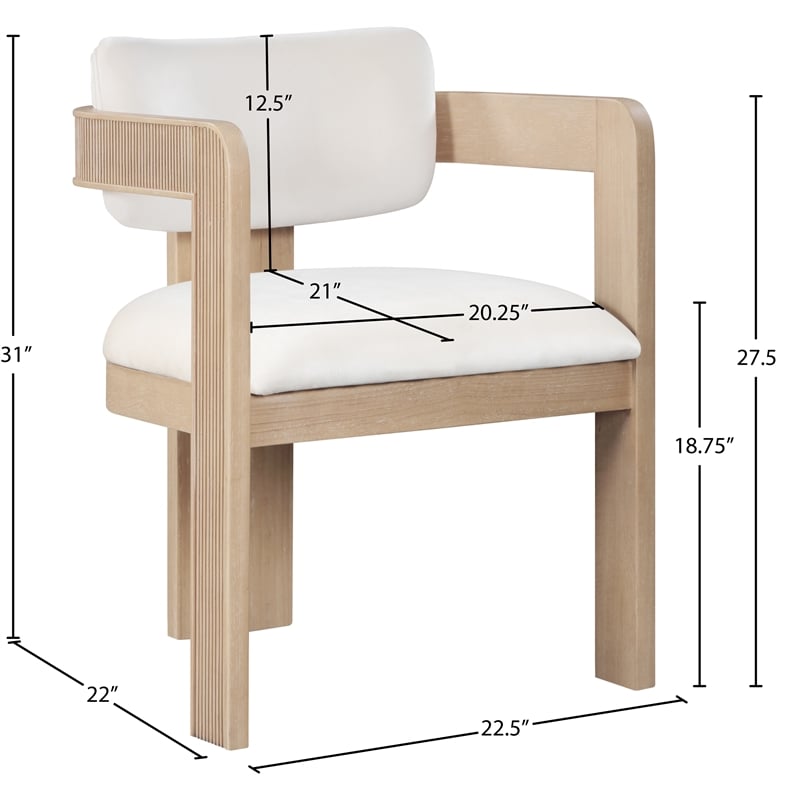 Pemberly Row Contemporary Cream Velvet Dining Chair (Set of 2)