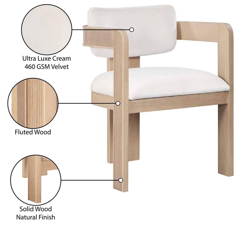 Pemberly Row Contemporary Cream Velvet Dining Chair (Set of 2)