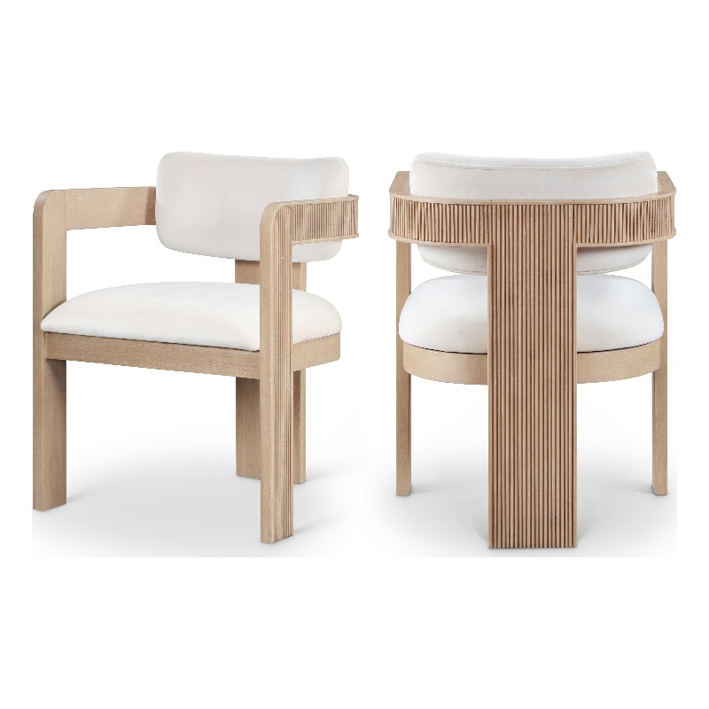 Pemberly Row Contemporary Cream Velvet Dining Chair (Set of 2)