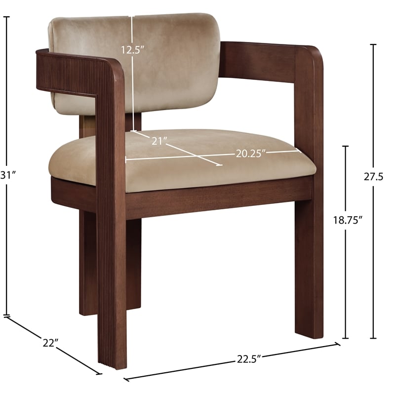 Pemberly Row Contemporary Beige Velvet Dining Chair (Set of 2)