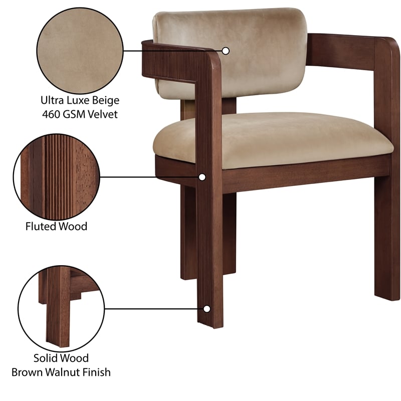Pemberly Row Contemporary Beige Velvet Dining Chair (Set of 2)