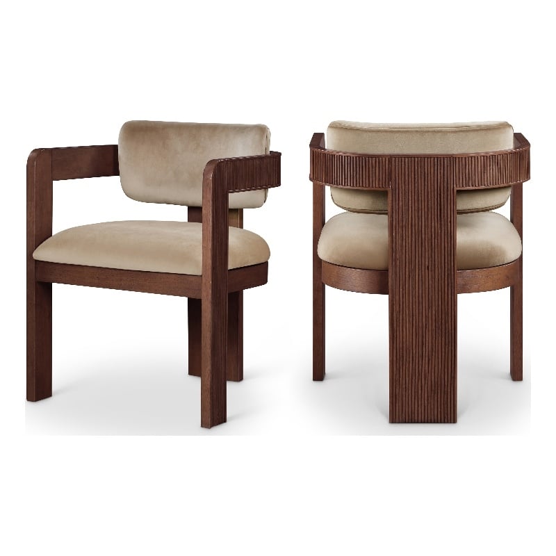 Pemberly Row Contemporary Beige Velvet Dining Chair (Set of 2)