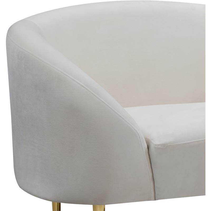 Pemberly Row Contemporary Velvet Accent Chair in Cream and Gold