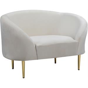 Pemberly Row Contemporary Velvet Accent Chair in Cream and Gold