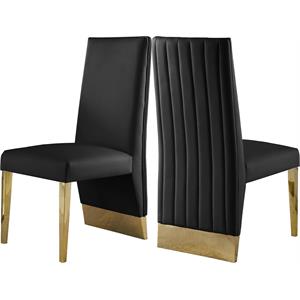 Pemberley Row Vegan Leather Black Dining Chair Contemporary Channel Tufting 19.5&quotW x 27&quotD x 42&quotH Unassembled