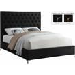 Pemberly Row Modern Solid Wood Tufted Velvet Queen Bed in Black