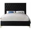 Pemberly Row Modern Solid Wood Tufted Velvet Queen Bed in Black