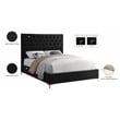 Pemberly Row Modern Solid Wood Tufted Velvet Queen Bed in Black