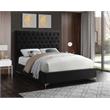Pemberly Row Modern Solid Wood Tufted Velvet Queen Bed in Black