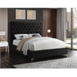 Pemberly Row Modern Solid Wood Tufted Velvet Queen Bed in Black