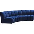 Pemberly Row Contemporary Navy Velvet 3-Piece Modular Sectional