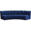 Pemberly Row Contemporary Navy Velvet 3-Piece Modular Sectional