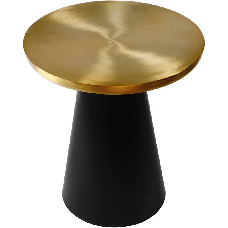 Pemberly Row Brushed Gold Metal End Table with Matte Black Base