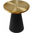 Pemberly Row Brushed Gold Metal End Table with Matte Black Base