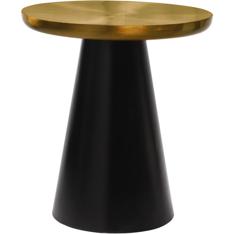 Pemberly Row Brushed Gold Metal End Table with Matte Black Base