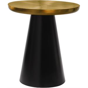 Pemberly Row Brushed Gold Metal End Table with Matte Black Base