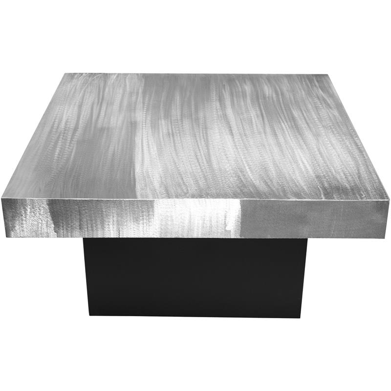Pemberly Row Contemporary Textured Metal Coffee Table in Chrome