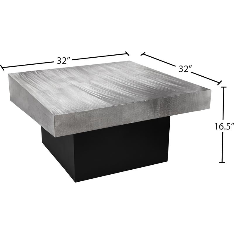 Pemberly Row Contemporary Textured Metal Coffee Table in Chrome