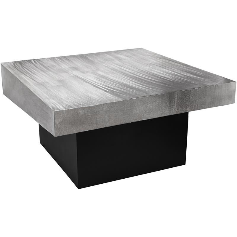 Pemberly Row Contemporary Textured Metal Coffee Table in Chrome