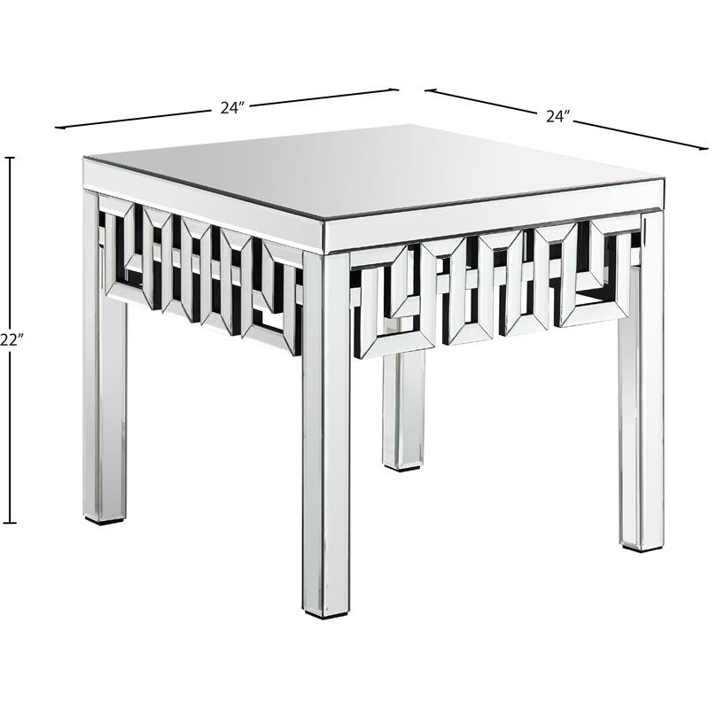 Pemberly Row Contemporary Mirrored Geometric Designed End Table