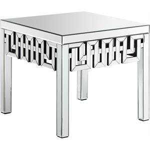 Pemberly Row Contemporary Mirrored Geometric Designed End Table
