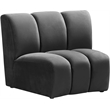 Pemberly Row Contemporary Upholstered Gray Velvet Modular Chair