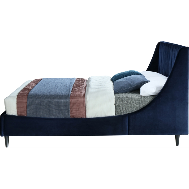 Pemberly Row Contemporary Soft Navy Velvet Upholstered Full Bed