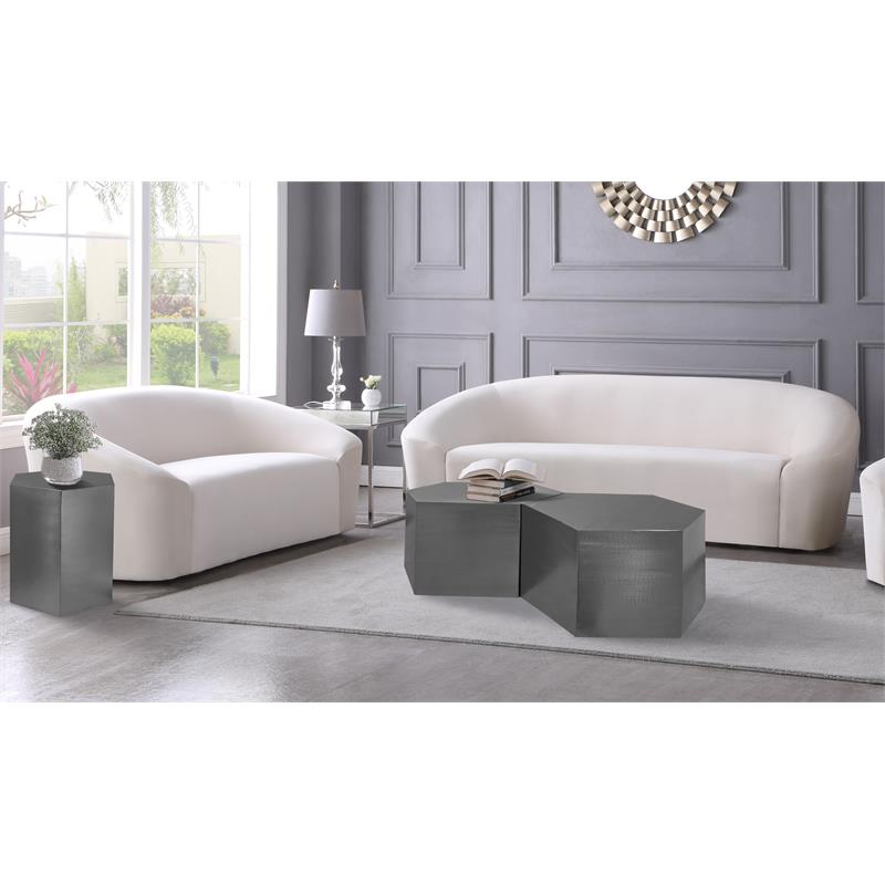 Pemberly Row Modern Brushed Chrome 2 Piece Modular Coffee Table
