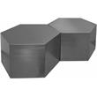 Pemberly Row Modern Brushed Chrome 2 Piece Modular Coffee Table