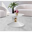 Pemberly Row White and Gold Metal Hourglass Shaped Coffee Table
