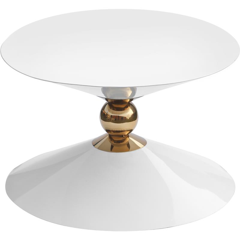 Pemberly Row White and Gold Metal Hourglass Shaped Coffee Table