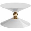Pemberly Row White and Gold Metal Hourglass Shaped Coffee Table