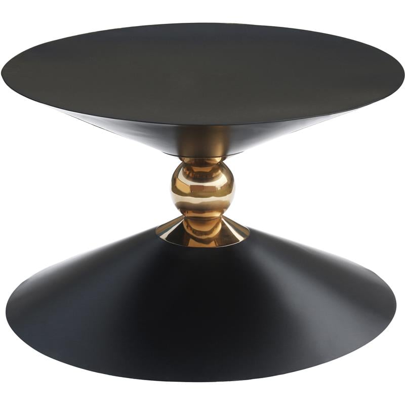 Pemberly Row Black and Gold Metal Hourglass Shaped Coffee Table