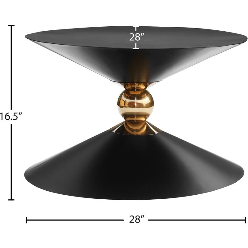 Pemberly Row Black and Gold Metal Hourglass Shaped Coffee Table