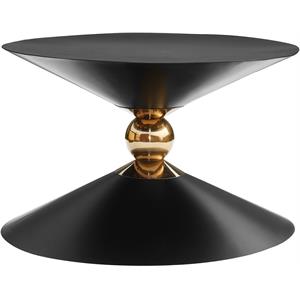 Pemberly Row Black and Gold Metal Hourglass Shaped Coffee Table