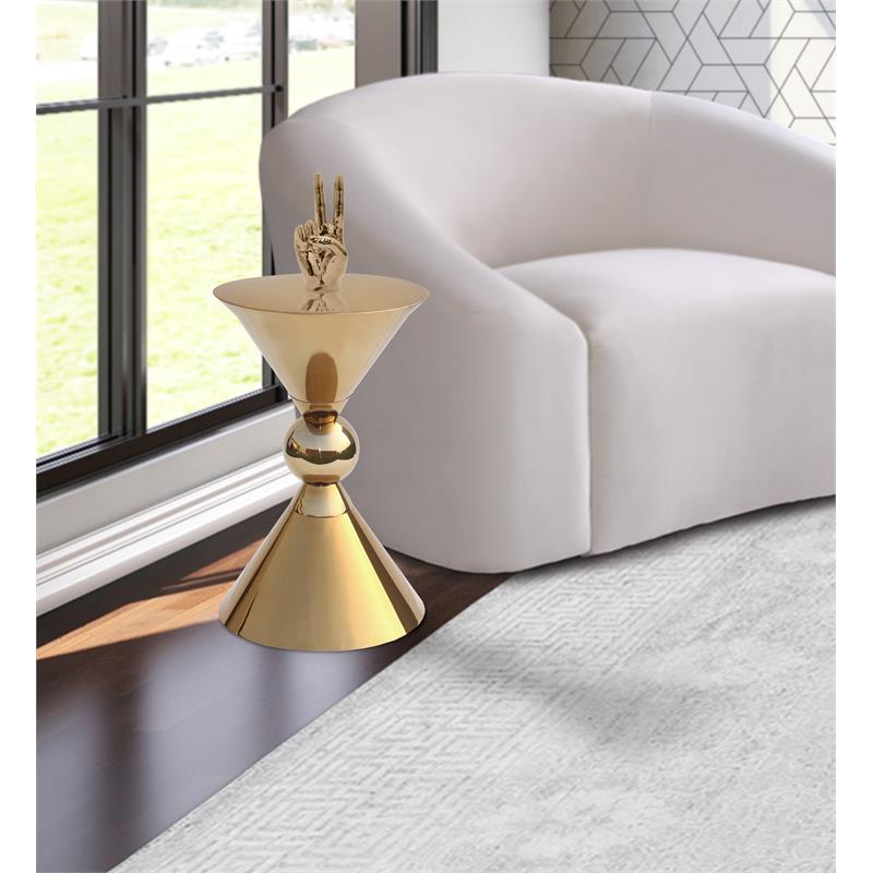 Pemberly Row Contemporary Gold Metal Hourglass Shaped End Table