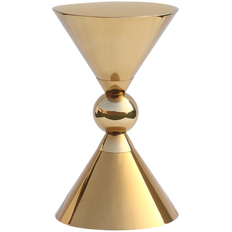 Pemberly Row Contemporary Gold Metal Hourglass Shaped End Table