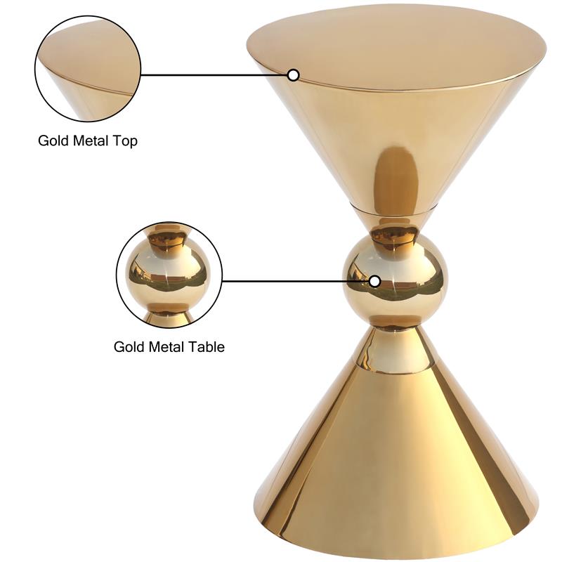 Pemberly Row Contemporary Gold Metal Hourglass Shaped End Table