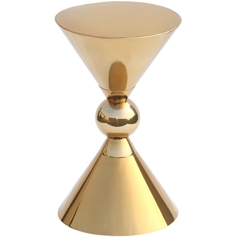 Pemberly Row Contemporary Gold Metal Hourglass Shaped End Table
