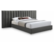Pemberly Row Modern Gray Velvet King Bed with Chrome Metal Legs
