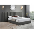 Pemberly Row Modern Gray Velvet King Bed with Chrome Metal Legs