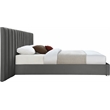 Pemberly Row Modern Gray Velvet King Bed with Chrome Metal Legs