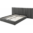 Pemberly Row Modern Gray Velvet King Bed with Chrome Metal Legs